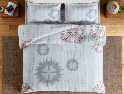 Essentials 100% Cotton Double Bedsheet, 132 TC, Geometric, Light Grey