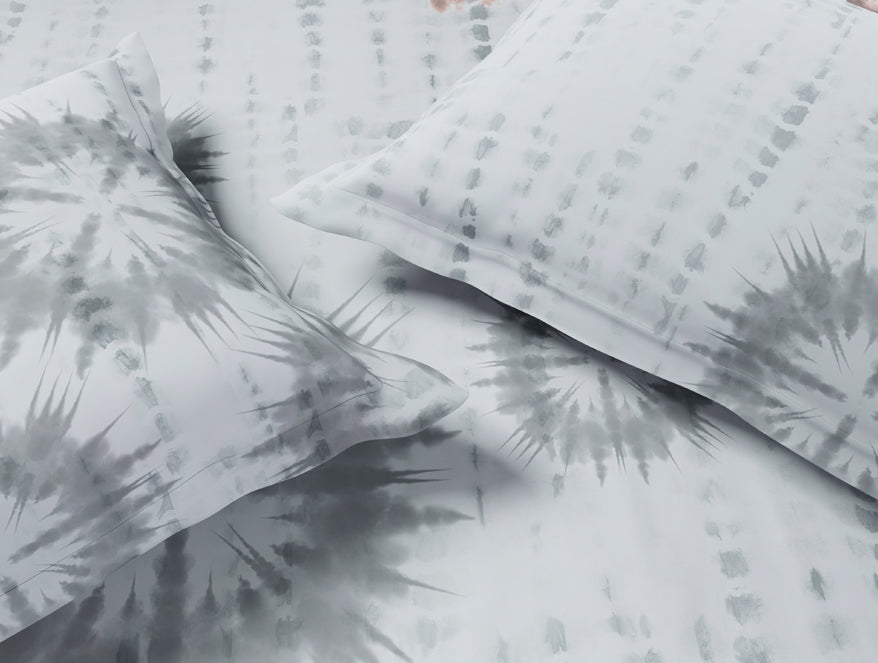 Essentials 100% Cotton Double Bedsheet, 132 TC, Geometric, Light Grey