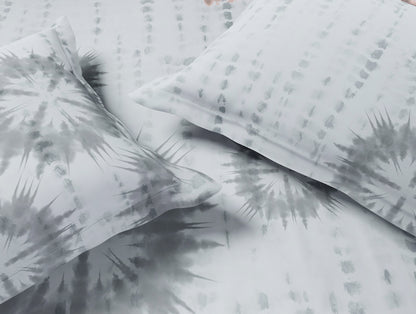 Essentials 100% Cotton Double Bedsheet, 132 TC, Geometric, Light Grey