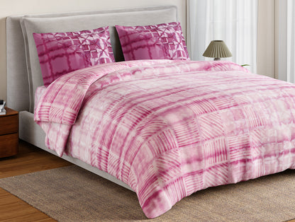 Essentials 100% Cotton Double Bedsheet, 132 TC, Geometric, Pink