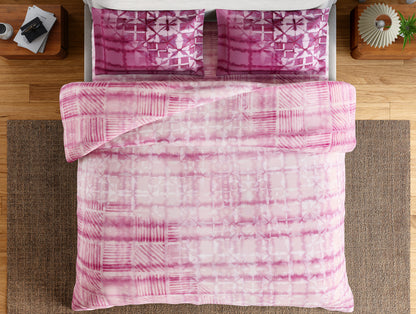 Essentials 100% Cotton Double Bedsheet, 132 TC, Geometric, Pink