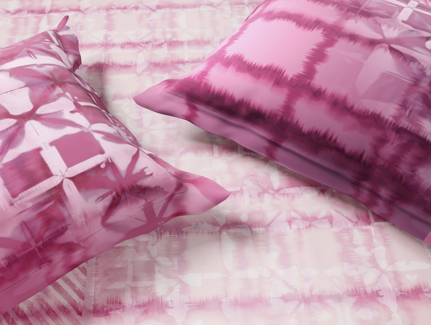 Essentials 100% Cotton Double Bedsheet, 132 TC, Geometric, Pink