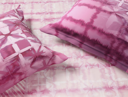 Essentials 100% Cotton Double Bedsheet, 132 TC, Geometric, Pink