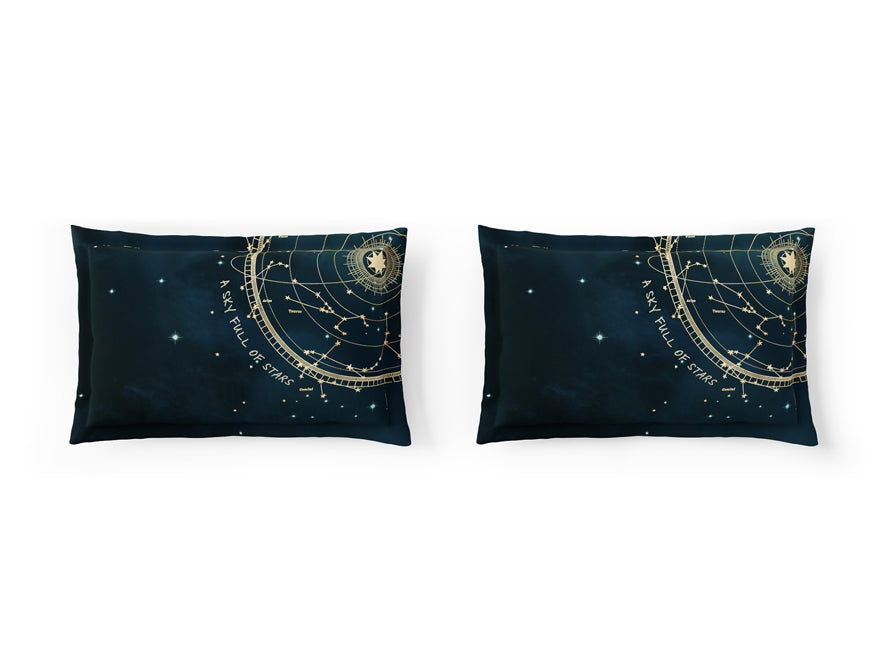 Essentials 100% Cotton Double Bedsheet, 132 TC, Abstract, Dark Blue