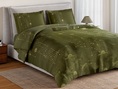 Essentials 100% Cotton Double Bedsheet, 132 TC, Abstract, Green