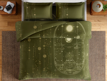 Essentials 100% Cotton Double Bedsheet, 132 TC, Abstract, Green