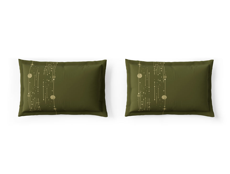 Essentials 100% Cotton Double Bedsheet, 132 TC, Abstract, Green