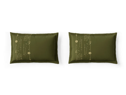 Essentials 100% Cotton Double Bedsheet, 132 TC, Abstract, Green