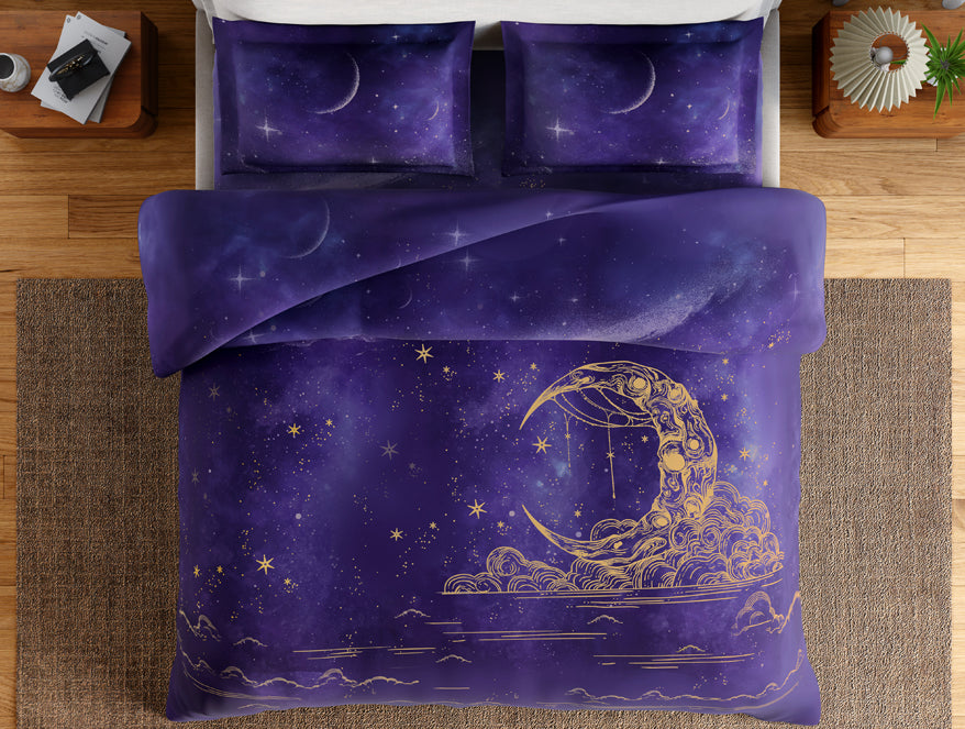 Essentials 100% Cotton Double Bedsheet, 132 TC, Abstract, Dark Violet