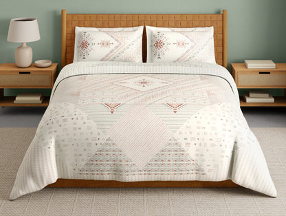 Innovations Hygro Cotton Large Bedsheet, 210 TC, Geometric, Cream