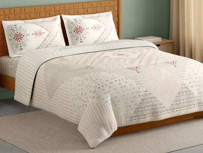 Innovations Hygro Cotton Large Bedsheet, 210 TC, Geometric, Cream