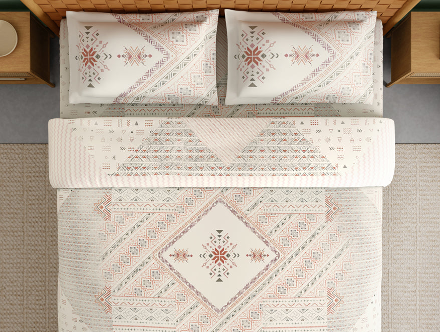 Innovations Hygro Cotton Large Bedsheet, 210 TC, Geometric, Cream