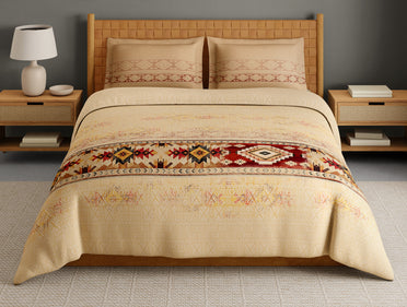 Innovations Hygro Cotton Large Bedsheet, 210 TC, Geometric, Light Brown