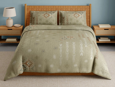 Innovations Hygro Cotton Large Bedsheet, 210 TC, Geometric, Green