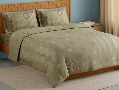 Innovations Hygro Cotton Large Bedsheet, 210 TC, Geometric, Green