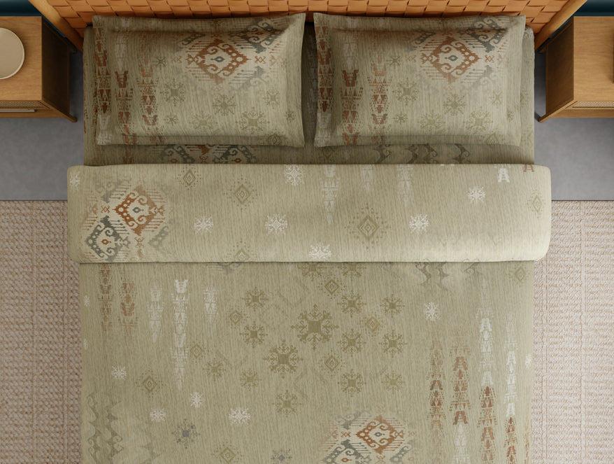 Innovations Hygro Cotton Large Bedsheet, 210 TC, Geometric, Green