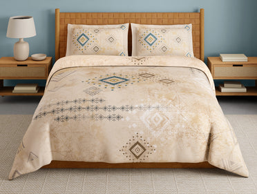 Innovations Hygro Cotton Large Bedsheet, 210 TC, Geometric, Beige