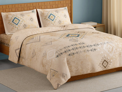 Innovations Hygro Cotton Large Bedsheet, 210 TC, Geometric, Beige
