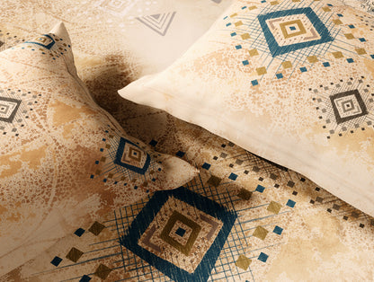 Innovations Hygro Cotton Large Bedsheet, 210 TC, Geometric, Beige