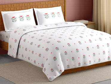 Innovations Hygro Cotton Large Bedsheet, 210 TC, Floral, White