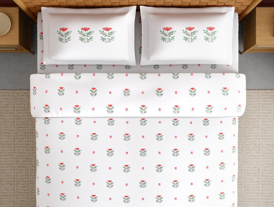 Innovations Hygro Cotton Large Bedsheet, 210 TC, Floral, White