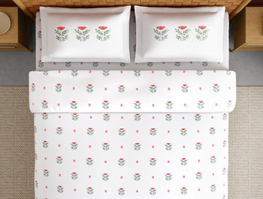 Innovations Hygro Cotton Large Bedsheet, 210 TC, Floral, White