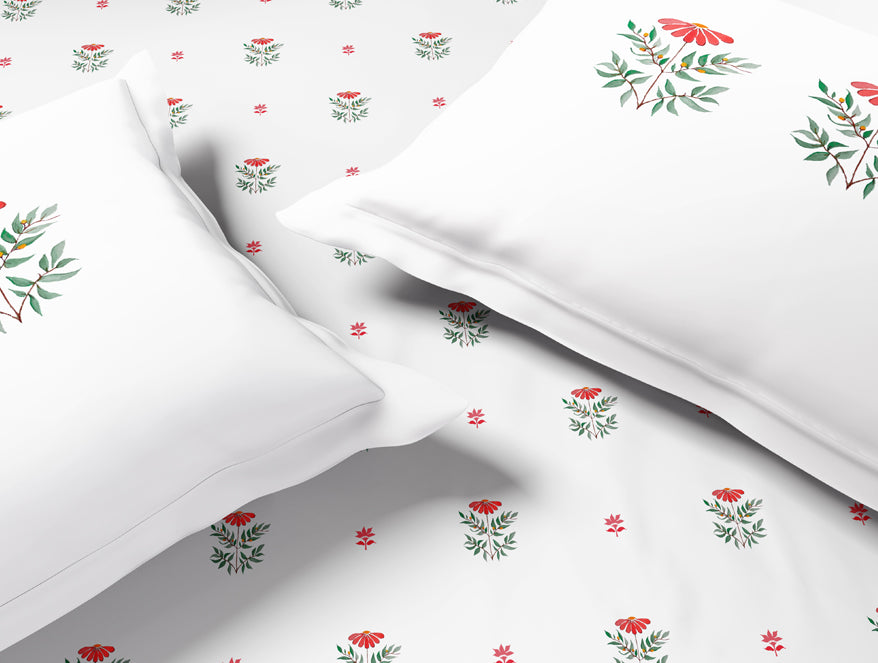 Innovations Hygro Cotton Large Bedsheet, 210 TC, Floral, White