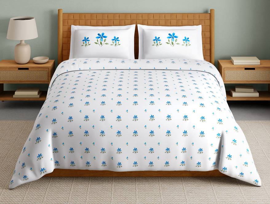 Innovations Hygro Cotton Large Bedsheet, 210 TC, Floral, White