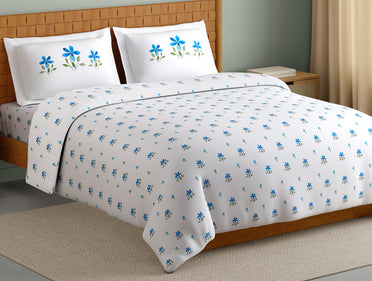 Innovations Hygro Cotton Large Bedsheet, 210 TC, Floral, White
