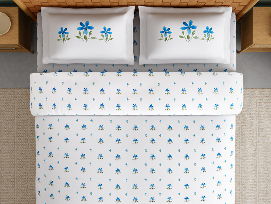 Innovations Hygro Cotton Large Bedsheet, 210 TC, Floral, White