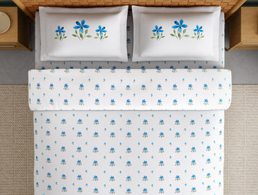 Innovations Hygro Cotton Large Bedsheet, 210 TC, Floral, White