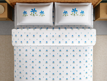 Innovations Hygro Cotton Large Bedsheet, 210 TC, Floral, White