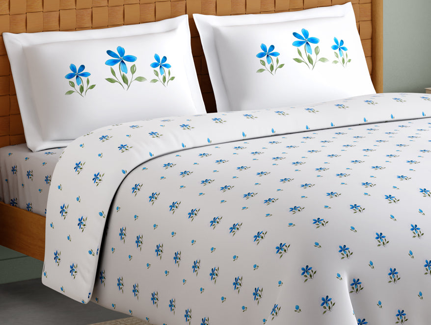 Innovations Hygro Cotton Large Bedsheet, 210 TC, Floral, White