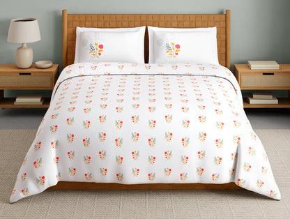 Innovations Hygro Cotton Large Bedsheet, 210 TC, Floral, White