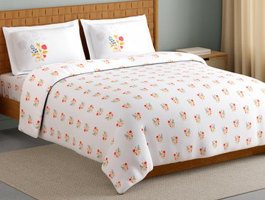 Innovations Hygro Cotton Large Bedsheet, 210 TC, Floral, White