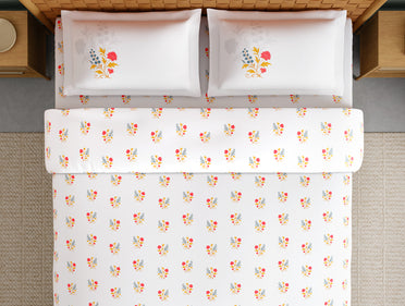 Innovations Hygro Cotton Large Bedsheet, 210 TC, Floral, White
