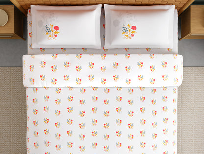 Innovations Hygro Cotton Large Bedsheet, 210 TC, Floral, White