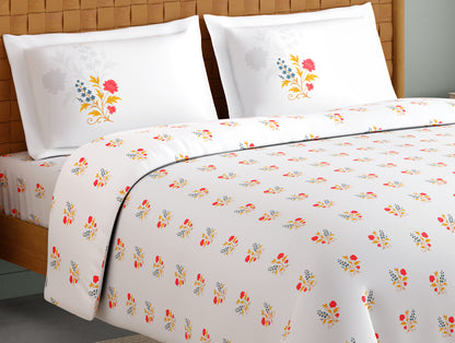 Innovations Hygro Cotton Large Bedsheet, 210 TC, Floral, White