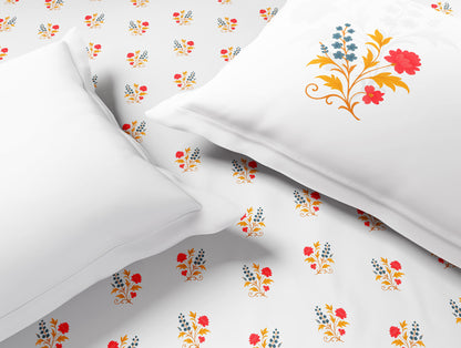 Innovations Hygro Cotton Large Bedsheet, 210 TC, Floral, White