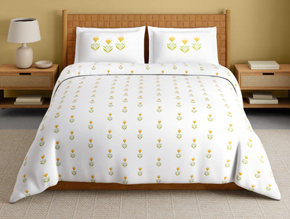 Innovations Hygro Cotton Large Bedsheet, 210 TC, Floral, White