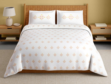 Innovations Hygro Cotton Large Bedsheet, 210 TC, Floral, White