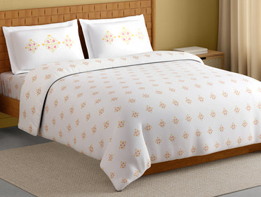 Innovations Hygro Cotton Large Bedsheet, 210 TC, Floral, White