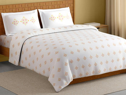 Innovations Hygro Cotton Large Bedsheet, 210 TC, Floral, White