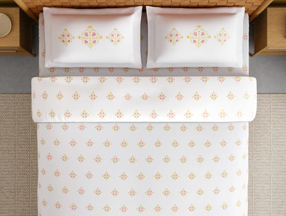 Innovations Hygro Cotton Large Bedsheet, 210 TC, Floral, White