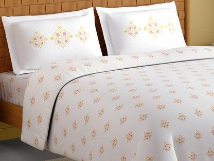 Innovations Hygro Cotton Large Bedsheet, 210 TC, Floral, White