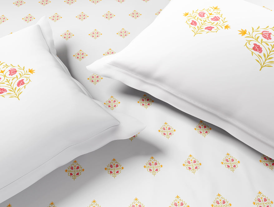 Innovations Hygro Cotton Large Bedsheet, 210 TC, Floral, White