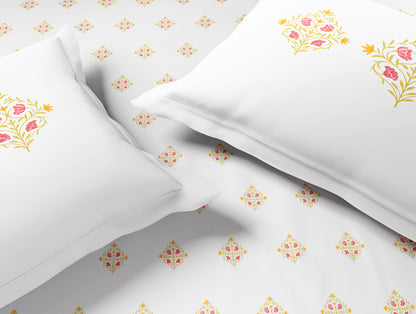 Innovations Hygro Cotton Large Bedsheet, 210 TC, Floral, White