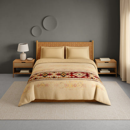 Innovations Hygro Cotton Double Quilt, 210 TC, Geometric, Light Brown