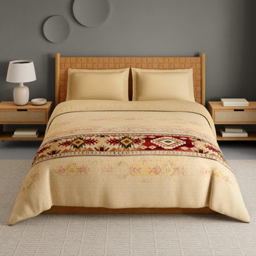 Innovations Hygro Cotton Double Quilt, 210 TC, Geometric, Light Brown