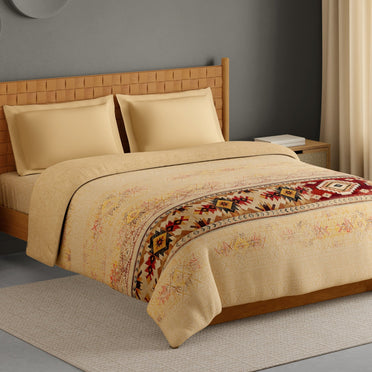Innovations Hygro Cotton Double Quilt, 210 TC, Geometric, Light Brown